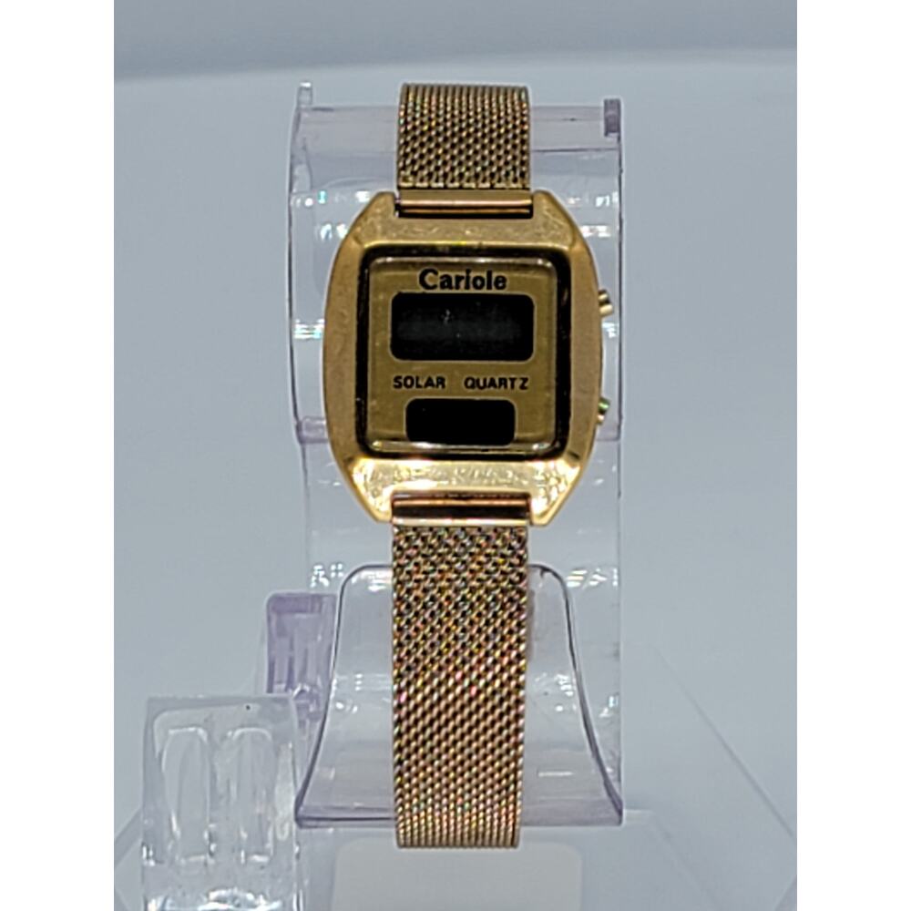 Vintage Cariole Digital LED, LCD Wristwatch Gold Tone Solar Quartz - Picture 7 of 8